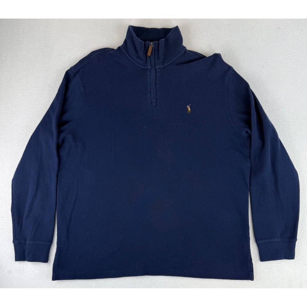 Polo‎ Ralph Lauren Men's Estate Rib 1/4 Zip Pullover Sweater Size X-Large Navy